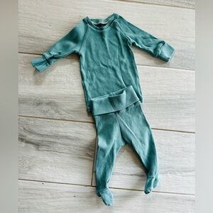 Baby 3-6mo Two-Piece Thermal Set in Teal Green